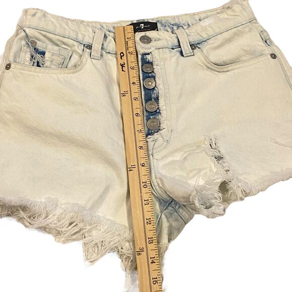 7 For All Mankind Shorts Womens Sz 28 Acid Washed Cut off Destroyed Daisy Dukes - Picture 8 of 11